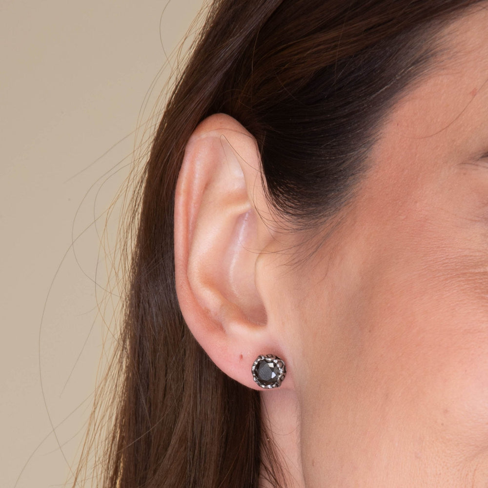 Unisex Black Zirconia Gothic Stud Earrings