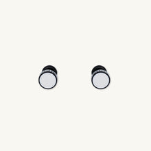 Unisex Circle White Enamel Greek Stud Earrings
