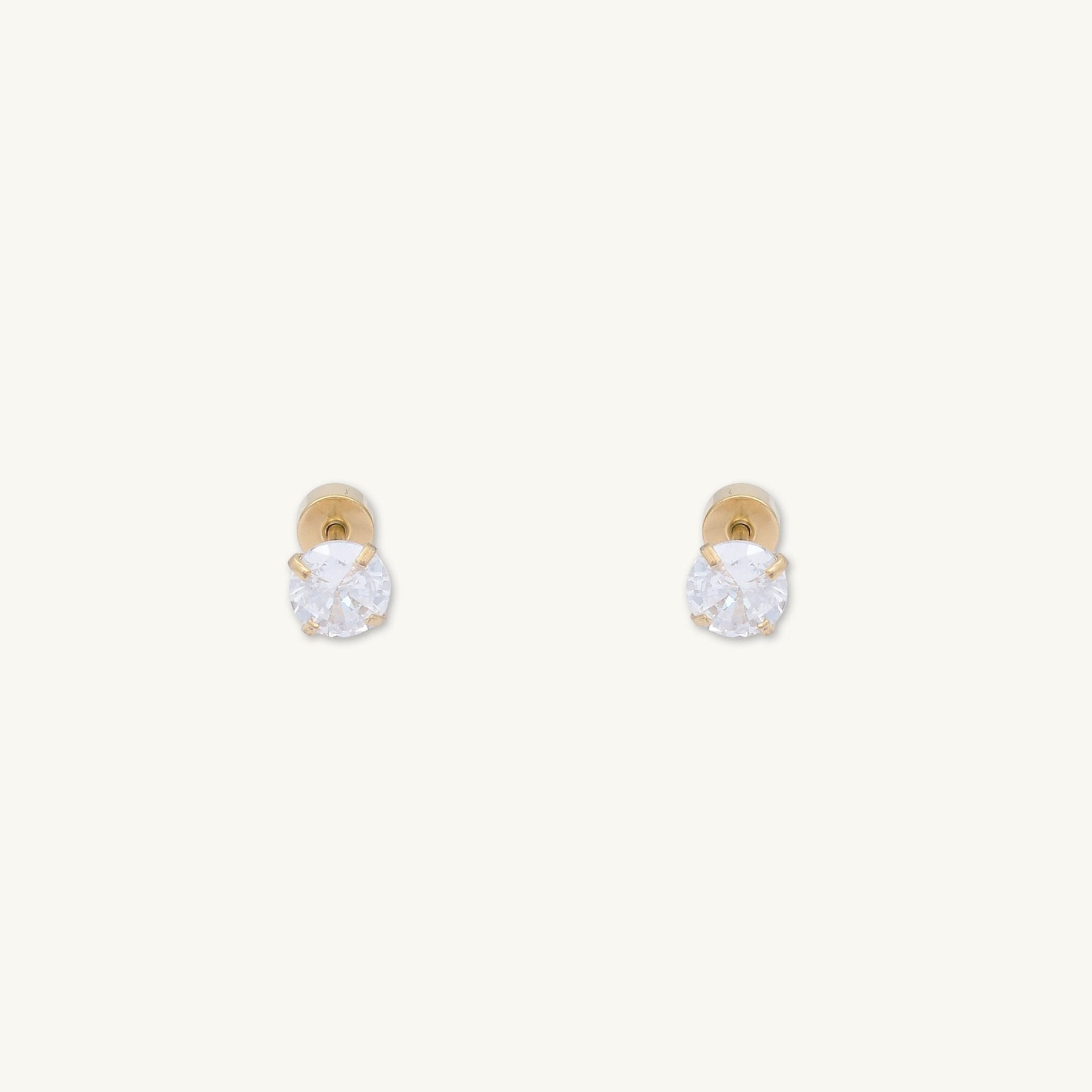 Unisex Circle Zirconia Flatback Earrings