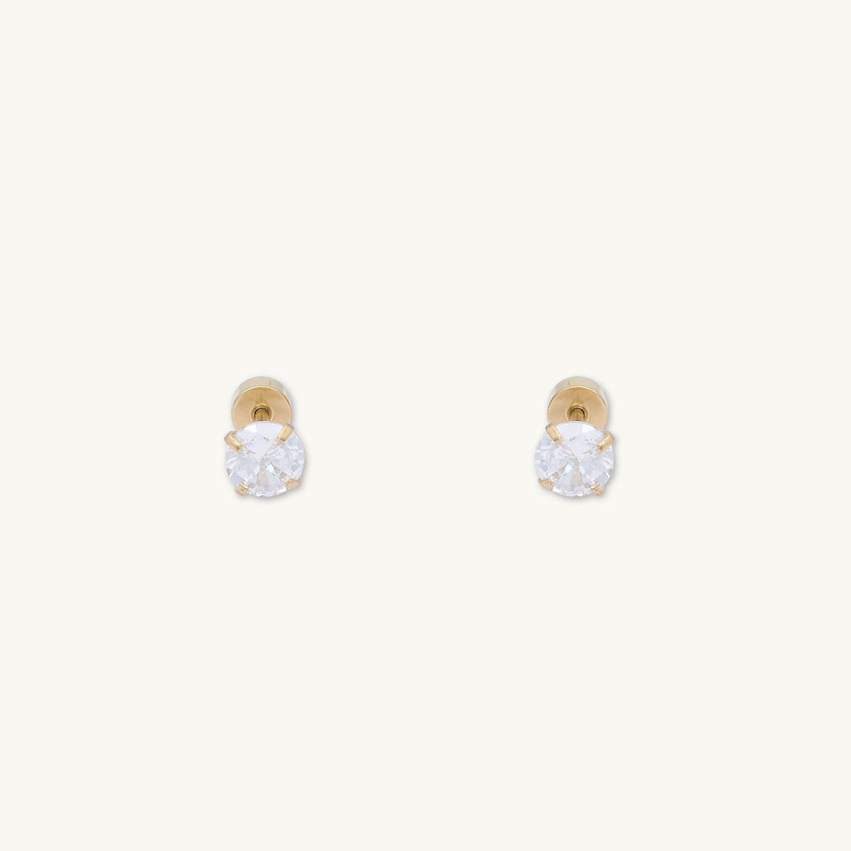 Unisex Circle Zirconia Flatback Earrings