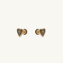 Unisex Gothic Cross Heart Stud Earrings
