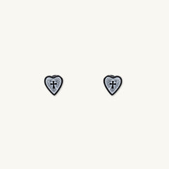 Unisex Gothic Cross Heart Stud Earrings