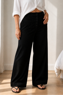 Wideluxe – High-Waisted Stretch Corduroy-Look Wide-Leg Trousers