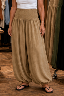 Wearbella – Smocked Waist Lantern Leg Harem Pants