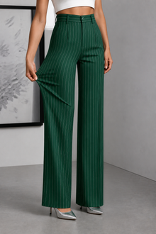 Longline – Pinstripe High-Waisted Wide-Leg Trousers
