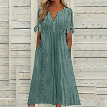 Mariah Robe Midi Summer Woman – Elegant Dress with V-Neck in Lightweight Broderie Anglaise