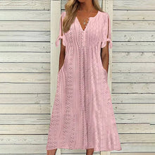Mariah Robe Midi Summer Woman – Elegant Dress with V-Neck in Lightweight Broderie Anglaise