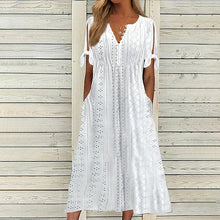 Mariah Robe Midi Summer Woman – Elegant Dress with V-Neck in Lightweight Broderie Anglaise