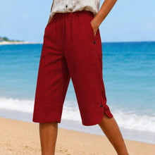 Brisana – Lightweight Linen-Look Capri Pants for Women Soft Elastic Waist