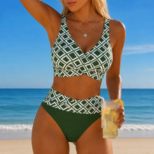Solmara – Wrap V-Neck High-Waist Two-Piece Bikini with Diamond Print