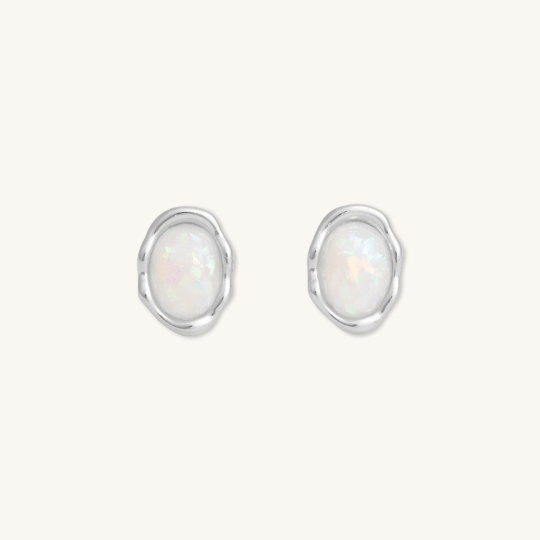 Vintage Oval Opal Stud Earrings
