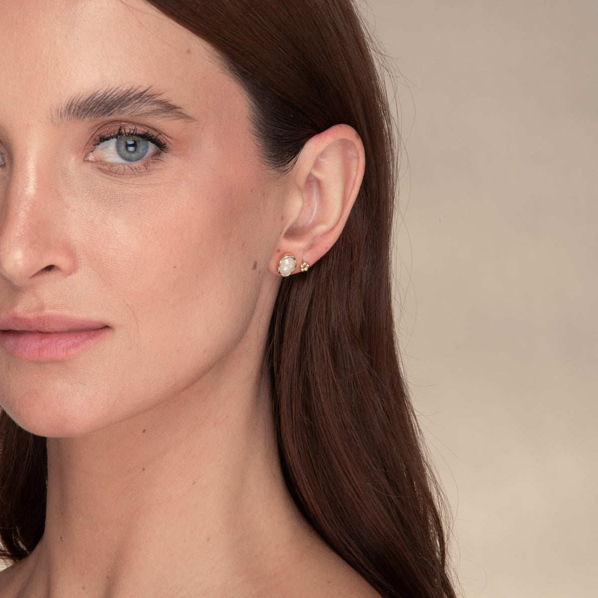 Vintage Oval Opal Stud Earrings