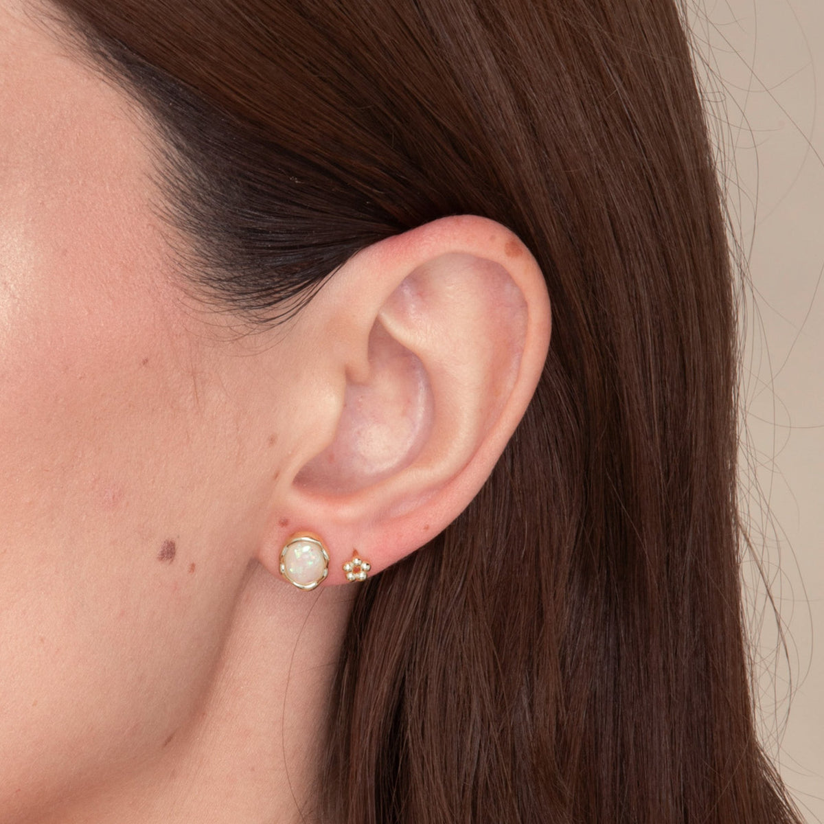 Vintage Oval Opal Stud Earrings
