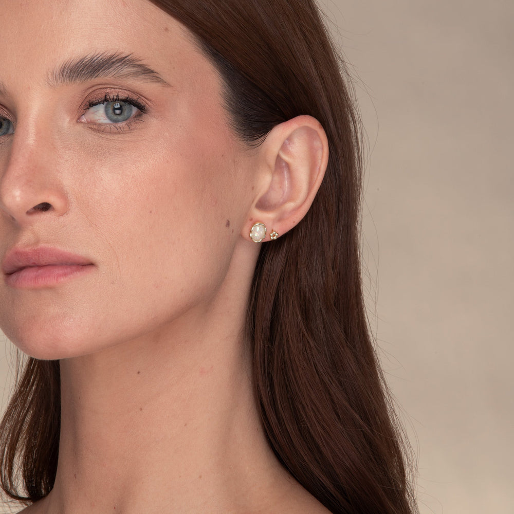 Vintage Oval Opal Stud Earrings