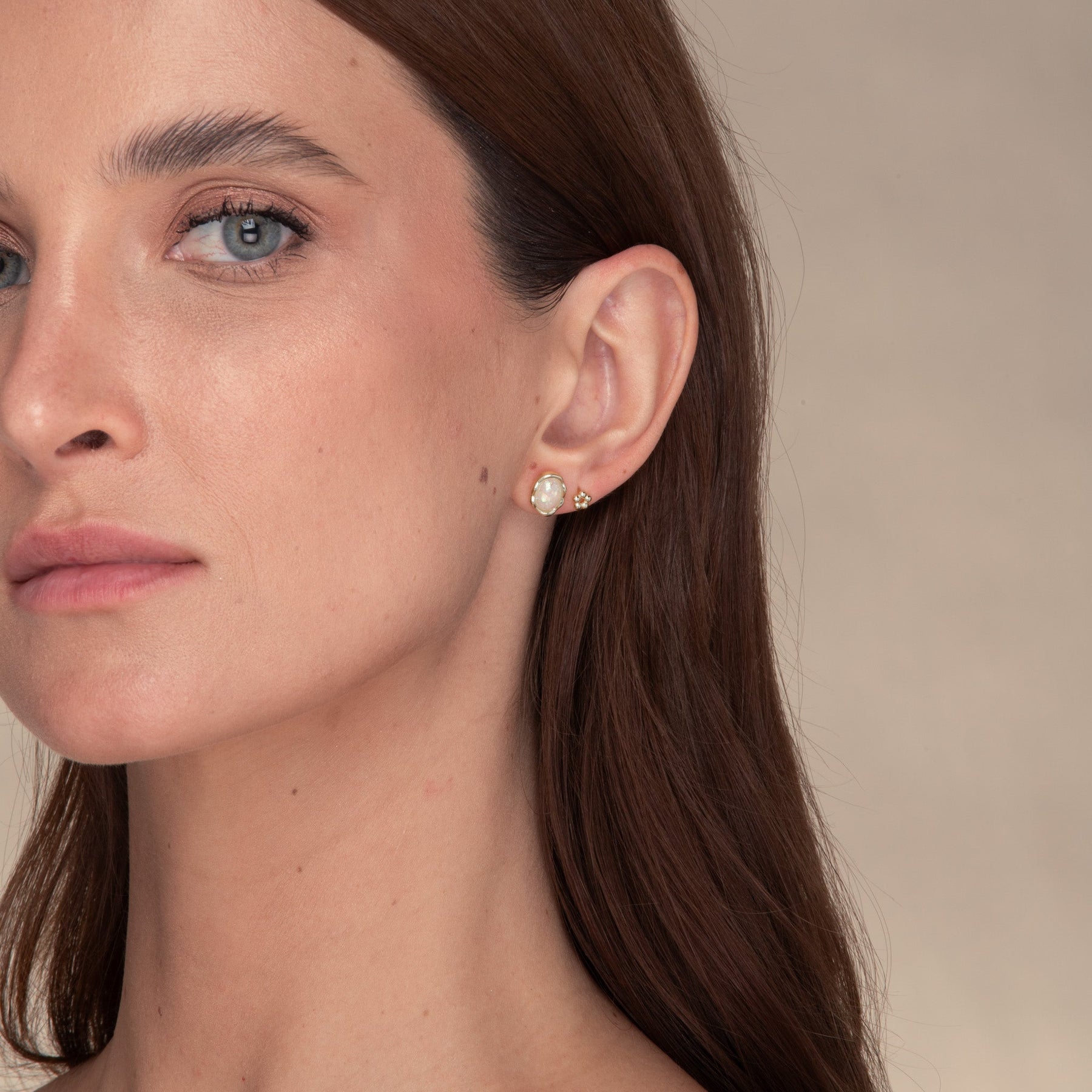 Vintage Oval Opal Stud Earrings