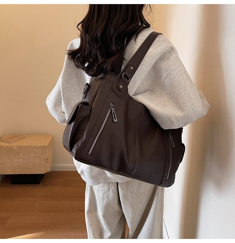 Clara Sac à Main Femme – Elegant Leather Bag with Spacious Compartments & Zipped Details