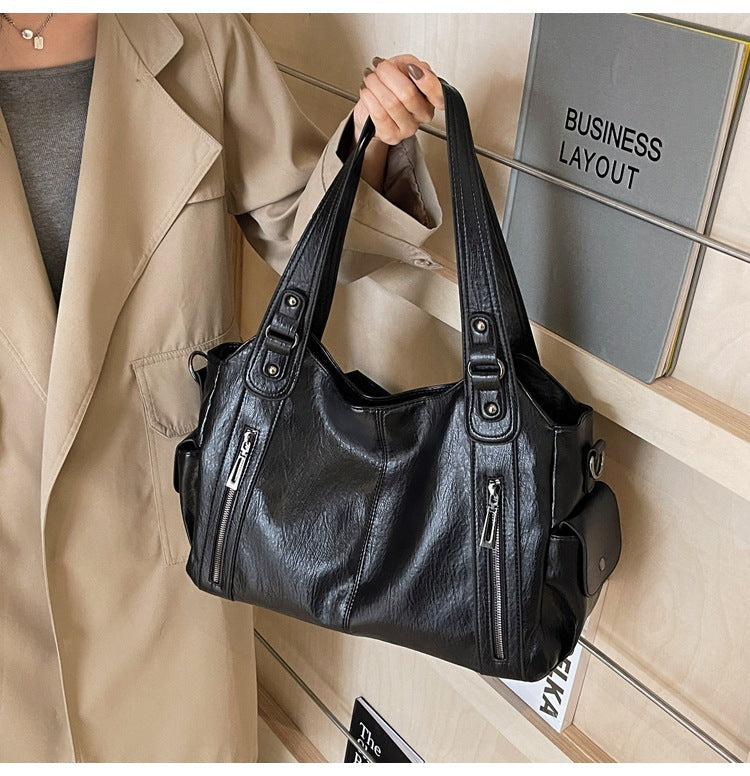 Clara Sac à Main Femme – Elegant Leather Bag with Spacious Compartments & Zipped Details