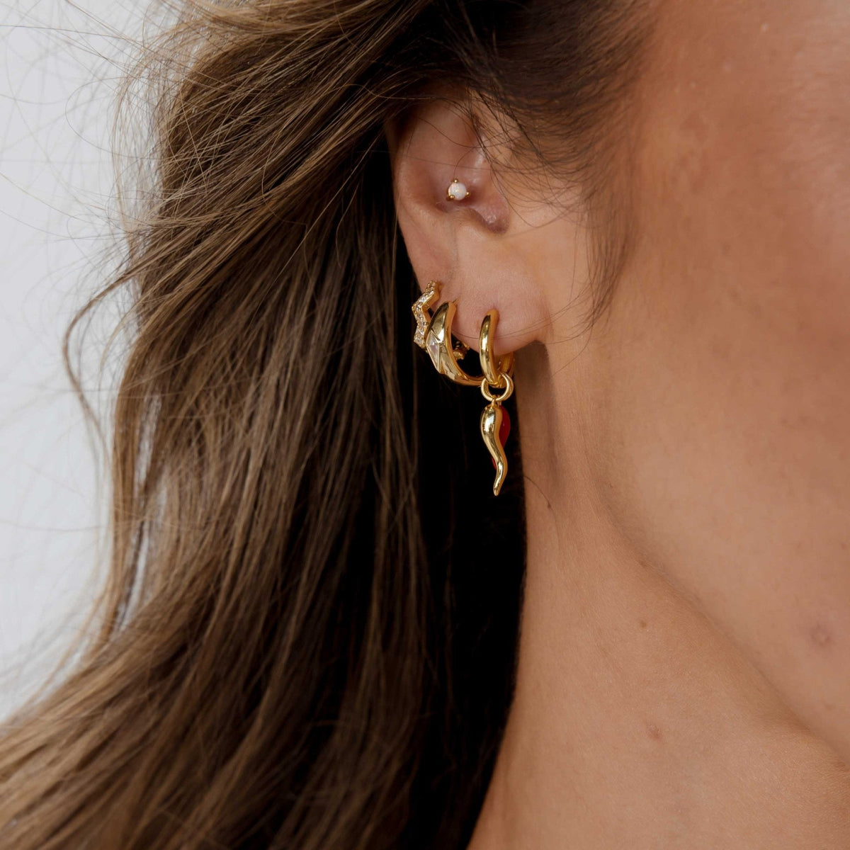 Zig Zag Sapphire Huggie Earrings