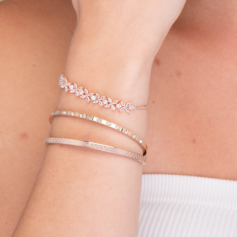 Zirconia Hinged Thin Bangle Bracelet